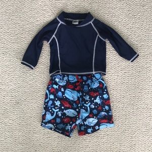Carters Baby Bathing Suit Swim Shorts Rash Guard